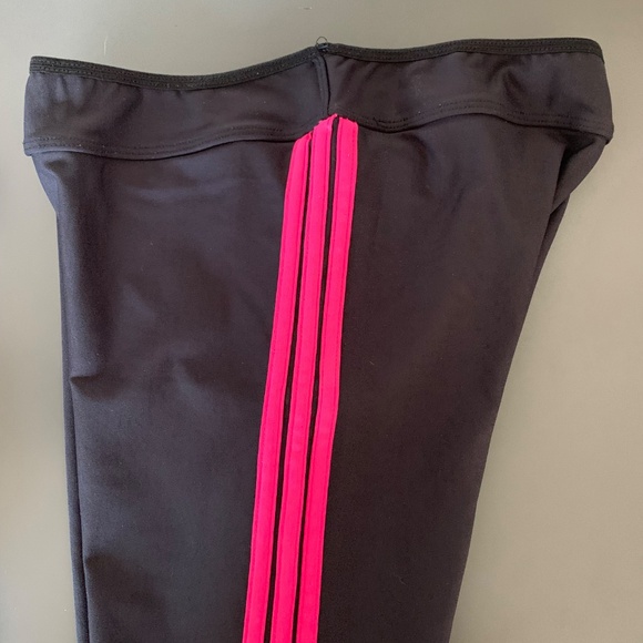 Adidas Originals Black Leggings Women’s Medium – Pink 3-Stripes, Trefoil Logo, M - Picture 2 of 5